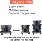 Vertical Planter 6 Tier Stackable Planters Garden Planters Strawberry Herb Flower and Vegetable Planter Indoor Outdoor Gardening Pots with Removable Wheels and Tools
