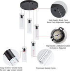 LED Pendant Lighting, Black 5-Light Pendant Light Over Island, Kitchen Island Pendant Lights for Dining Room, Living Room, Corridor, Cafe, Club, Restaurant