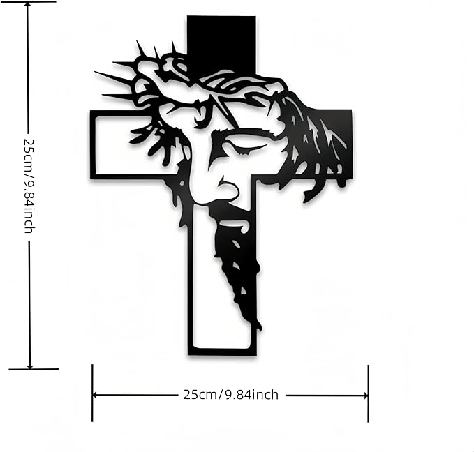 Black Jesus Crosses Wall Decor Crosses Metal Wall Art Suitable For Christmas Religious Home Living Room Wall Sculptures Rustic Church Decor Baptism Gift Ideas 9.84 * 12.59" in