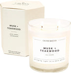 Calyan Wax Scented Candle, Musk & Teakwood Candle for The Home Scented with Essential Oils, Soy Wax Aromatherapy Candles in Glass Jar with 37 Hour Burn Time, Non Toxic Candles Gifts, 8.8oz