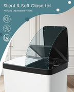 60L Dual Compartment Stainless Steel Trash Can, 16 Gallon White Kitchen Garbage Bin with Silent Sealed Lids, Pedal & Recyclable Waste Bins for Home/Office