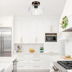 Industrial Semi Flush Mount Ceiling Light Oil Rubbed Bronze, 800 Lumen LED Bulb Included, Clear Glass Shade Ceiling Light Fixture, Light Fixture for Hallway Bathroom Bedroom, Hanging Light Fixtures