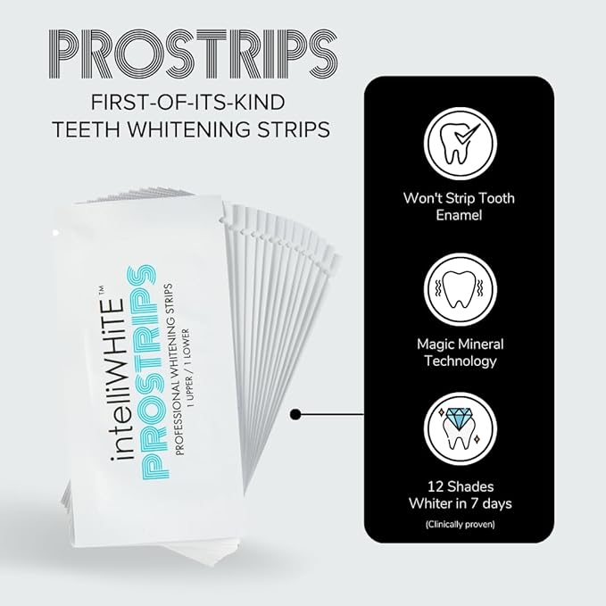 Prostrips - 12 Shades Whiter Teeth - 56 Enamel Safe REMINERALIZING Gentle Strips – 97% Had No Sensitivity - Bonus Size
