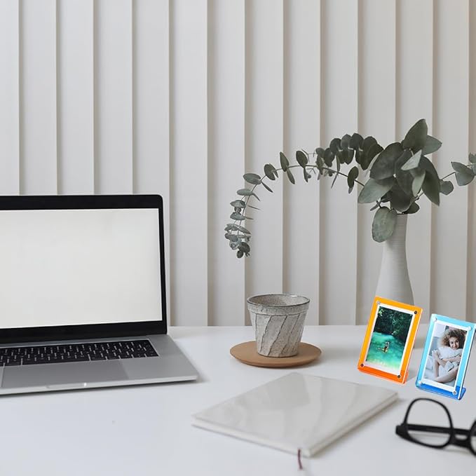 Acrylic Magnetic Picture Frames for Instax Polaroid,Table Top Mini 2x3 Wallet Size Photo Frame for Desk Decor (colorful 4 pack)