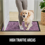 GORILLA GRIP 100% Waterproof All-Season WeatherMax Doormat, 23x35, Durable Natural Rubber, Stain and Fade Resistant, Low Profile, Indoor Outdoor Doormats, Easy Clean Entry Mat, Purple Confetti Daisy