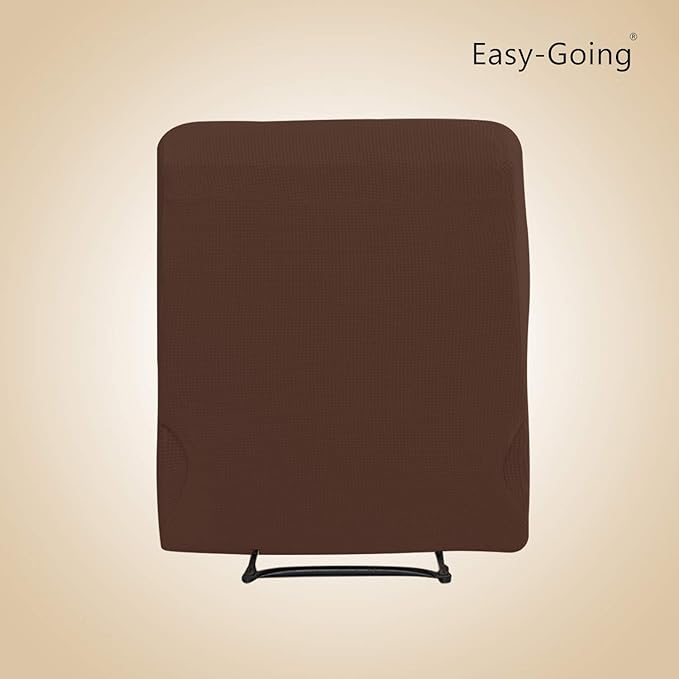Easy-Going Recliner Stretch Sofa Slipcover Sofa Cover 4-Pieces Furniture Protector Couch Soft with Elastic Bottom Spandex Jacquard Fabric Small Checks(Recliner,Coffee) Large