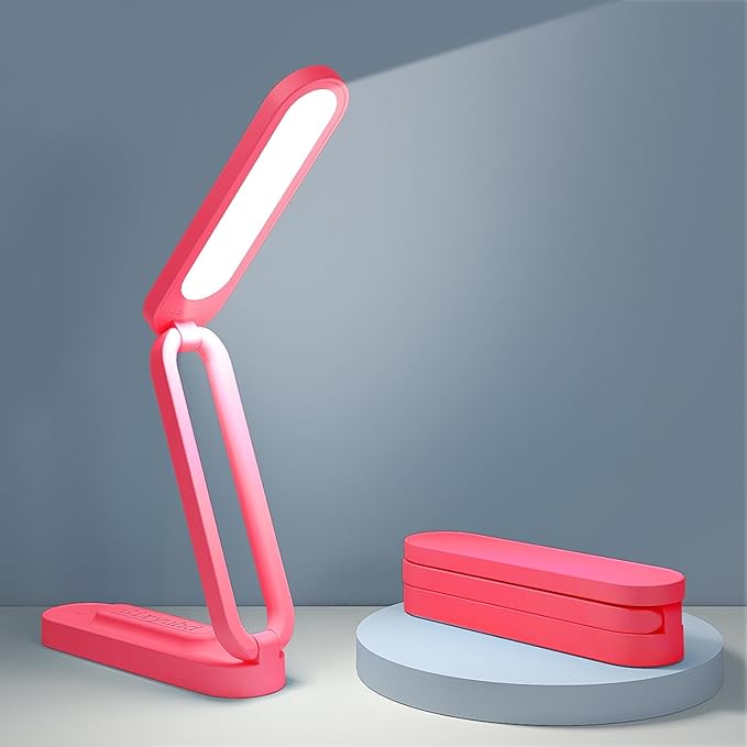 LED Desk Lamp for Office Home & Battery Operated Lamp Rechargeable Lamp Foldable & Portable Light, LED Desk Light Strip, 3 Brightness Dimmable Small Desk Lamp Wireless Reading Lamp