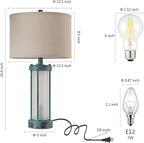 RORIA Set of 2 Rustic Table Lamps for Living Room with 2 USB Ports, Farmhouse Vintage Nightstand Lamp with White Glass Nightlight, Retro Desk Lamps for Bedroom End Table, Bulbs Included(Retro Green)