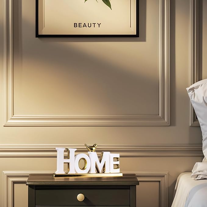 Love Sign Decoration,White and Gold Love Signs for Home Decor Statue,Modern Bird Sculpture Personalized Love Decor,Gold Style Figurine Decorative Ornaments for Living Room,Bedroom,Desktop (Home white)