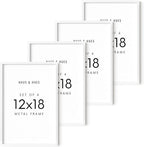 HAUS AND HUES 12x18 White Metal Picture Frames - Features Premium Aluminum, Vertical & Horizontal Hang, Shatterproof Plexiglass - Perfect for Home, Room, Office (12x18 in, White, Set of 4)