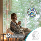 Paw Print Suncatcher Stained Glass Window Hanging - 8” Paw Print Stained Glass Suncatchers for Windows - Sun Catchers Indoor Window Catcher with Hooks and Chain - Dog Memorial Gifts for Mom Grandma