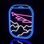 WLHOPE Airplane Window View Neon Signs Blue Pink LED Neon Sign for Wall Decor, USB Plane Window Clouds Neon Light Up Signs for Bedroom Living Room Game Room Office Shop Airport Wall Art Decor
