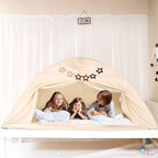 Bed Tent for Kid Twin Size Bed Canopy,Breathable Privacy Space Sleeping Drafty Room Dream Tents Indoor Play Tent Kid Sleep Tent（Beige,Twin）