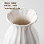 White Ceramic Vase, 7.6 Inch Flower Vase Home Decor Modern Decorative Vases for Bouquet, Unique Vases for Farmhouse Living Room Cabinet Table Centerpieces Wedding Decorations