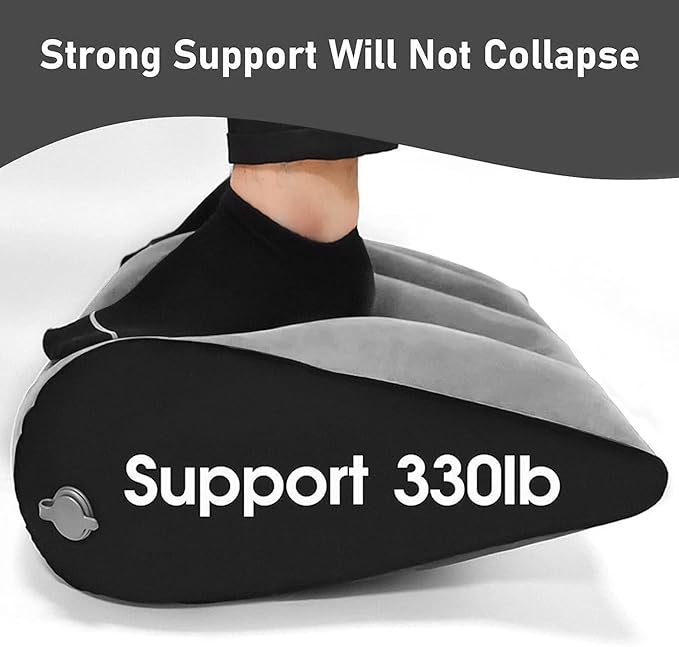 Inflatable Wedge Pillow - Leg Pillow for Sleeping, Leg Elevation Pillow, Lumbar Pillow Reduces Waist and Back Pressure, Portable Wedge Cushion for Sleeping, Bed, Travel, Camping, Grey