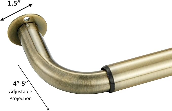 Room Darkening Curtain Rod, Wrap Around Design, Extra-Thick 1-Inch Diameter Single Drapery Rod, Extendable Metal Rod Set for the Blackout Curtains and Sheer (Antique Bronze, 48-84")