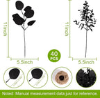 40 Pcs Artificial Black Eucalyptus Stems, Fake Eucalyptus Leaves Branches Bouquet for Flower Arrangement DIY, Black Silk Flowers for Home Halloween Farmhouse Decor