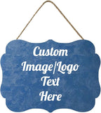 Personalized Wooden Welcome Sign - Customized Image/Text Hanging Door Sign Farmhouse Decor for Home Office - 11.2 * 8 Inch