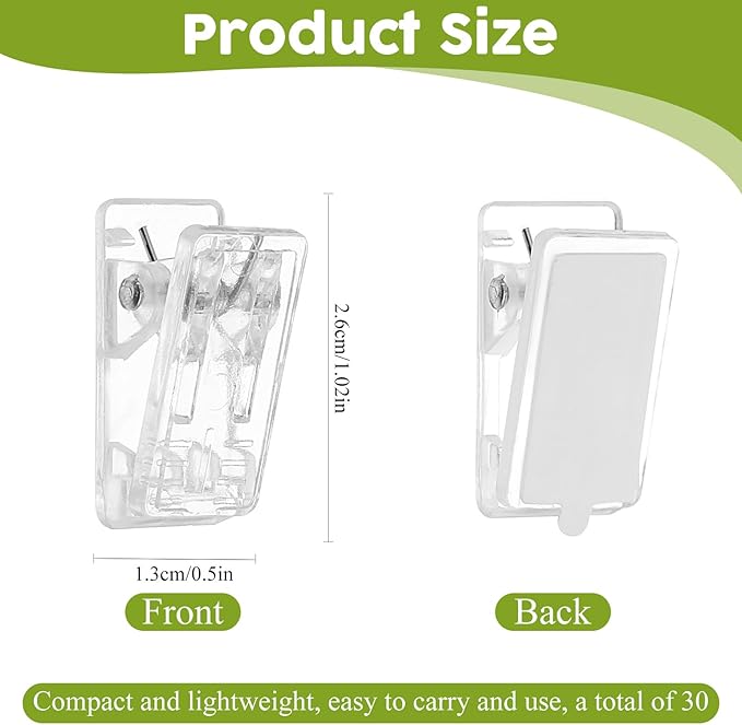 30 Pieces Self Adhesive Clips, Tapestry Wall Hanging Clips, Plastic Hanging Spring Clips Wall Clips Light Clips Photo Clips Poster Clips for Office Home Poster Photo Flag Decorations, Clear