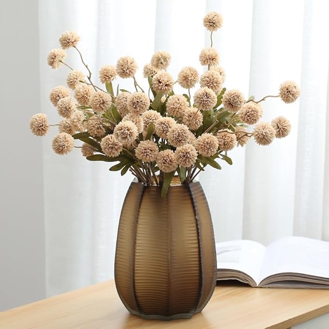 Artificial Flowers for Vases 20.5 Inch 10 Stems， Silk Dried Fake Mums Bouquet Indoor Faux Floral Arrangements for Decoration (Beige)