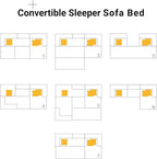 108" Oversized Convertible Sleeper Sofa Bed, Corduroy L Shape Sectional Couch, Folding Sofa Bed with Side Pocket, Modern Cloud Floor Mattress Couch, Modular Sofa for Living Room, Beige