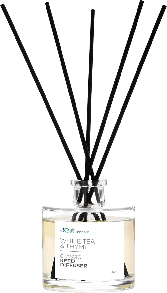 Classic White Tea & Thyme Reed Diffuser Set - Decorative Fragrance Diffuser & Oil for Bathroom & Home | Long-Lasting Aroma | Natural Scent Sticks | Essential Oils & Botanicals| 100mL