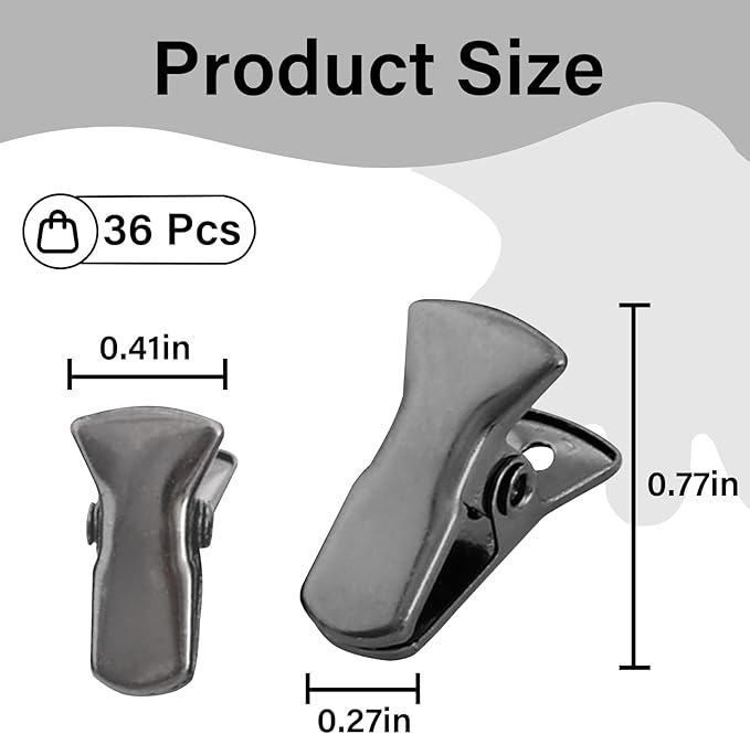 35 Pack Mini Metal Alligator Clips for Crafts Non-Slip Silicone-Coated Retro DIY Badge Small Clips(Charcoal Black)