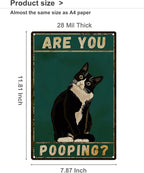ALKB Bathroom Sign Tuxedo Cat Wall Decor Funny Metal Sign 8x12 Inch - Are You Pooping - Wall of Glory Decor Black Cat Sign
