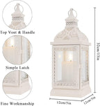 TRIROCKS Rustic Style Metal Candle Lantern 13'' High Decorative Outdoor Lantern Candle Holder with Tempered Glass for Thanksgiving Christmas Living Room Garden Patio Parties Indoors Outdoors (Cream)