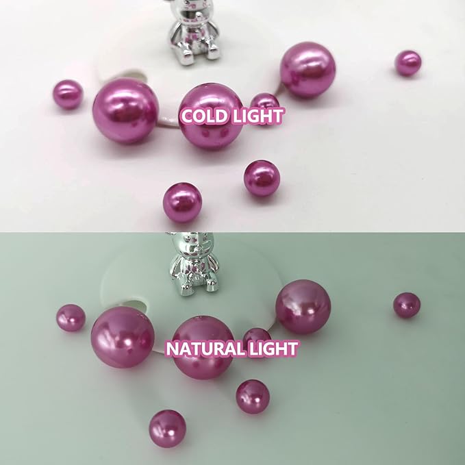 200PCS Dark Purple White Faux Pearls Beads for Centerpiece Vases, Vase Filler Faux Pearls, No Holes Filler Beads for Party Anniversary Birthday Wedding Table Decor, 10/14/20/30mm