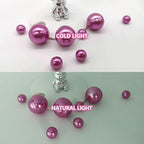 200PCS Dark Purple White Faux Pearls Beads for Centerpiece Vases, Vase Filler Faux Pearls, No Holes Filler Beads for Party Anniversary Birthday Wedding Table Decor, 10/14/20/30mm