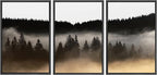 SIGNWIN Framed Canvas Print Wall Art Woodland Nursery Decor Set Misty Dark Mountain Forest Silhouette Nature Wilderness Modern Art Rustic Landscape for Living Room, Bedroom, Office - 24"x36"x3 Black