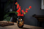 Black Vases Chinese Ceramic Flower Vase Decorated with Peony Design for Home Living Room Display and Gift from Jingdezhen Porcelain