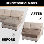 PrinceDeco Sectional Couch Covers 4 Pieces Couch Covers for Sofa Velvet Separate Couch Cover L Shape for Left/Right Chaise(3 Seater + 1 Chaise,Taupe)