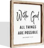 Christian Wooden Wall Signs, Religious Home Decor, Farmhouse Decor for Home Office, Christian Gift, Hanging Framed Wall Plaque 15 * 11.5 inches, With God All Things are Possible Sign