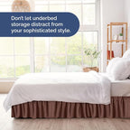 Wrap Around Dust Ruffle Bed Skirt - Brown - for Queen Size Beds with 24 Inch Drop - Easy Fit Elastic Strap - Adjustable Pleated Bedskirt w/Brushed Fabric - Wrinkle Free - for Women, Men, Kids & Teens