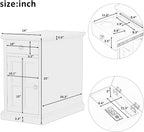 Traditional Wooden Narrow End Table with Charging Station, Modern Vintage Sofa Side Table Storage and Multifunctional Drawer, Antique Navy for Living Room, Bedroom, Office, No Assembly