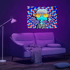 ADDWel Blacklight Frog Tapestry, Hippie Alien Tapestry Glow In The Dark, UV Reactive Black Light Upright Posters Wall Hanging for Bedroom Dorm Living Room Backdrop Decor