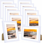 12 Packs 5x7 Picture Frames Bulk, Display 4x6 with Mat or 5x7 Without Mat, White Gallery Frame Set, 5 by 7 Frames Bulk Set of 12, Collage Wall Decor Photo Frame Set for Wall and Tabletop, White