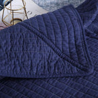 ENASAL Cotton Bedspread Quilt Sets Reversible Bedding Coverlet Sets Luxury Floral White Blue Real Patchwork Bedspread, King Size