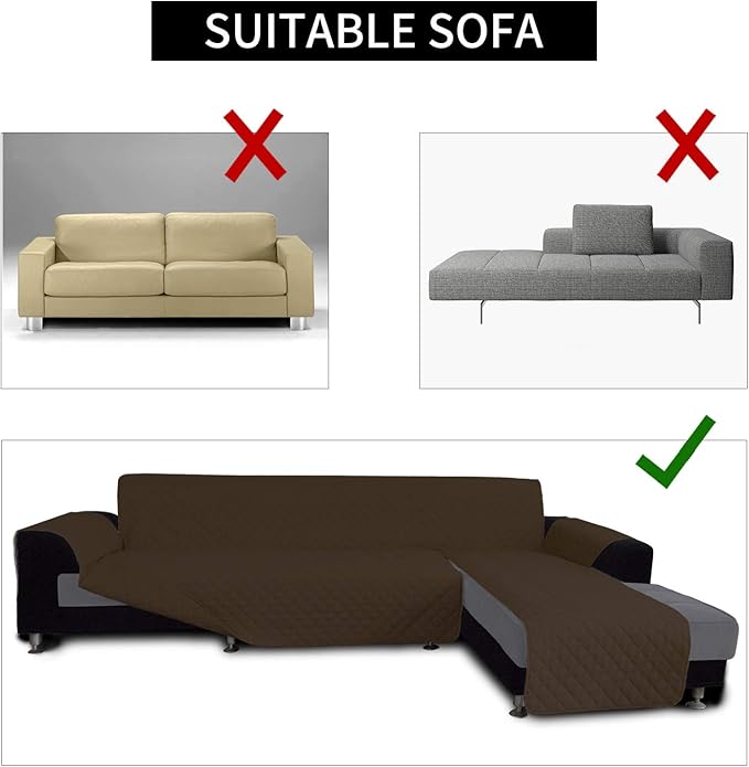 Easy-Going Sofa Slipcover L Shape Sofa Cover Sectional Couch Cover Furniture Protector Mat for Pets Dog Cat (X-Large, Coffee/Coffee)