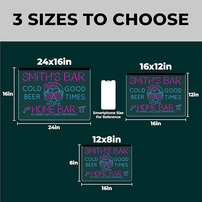 Personalized Home Bar Mica Led, Custom Name Mica LED Wall Light with Beer Mug Design, Neon Style Acrylic Sign For Game Room, Pub Decor, Gift for Him