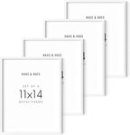 HAUS AND HUES Set of 4 Photo Frames 11x14 - Metal Picture Frames White Frames Gallery Wall, 11x14 Frame White Picture Frames Pack White Gallery Wall Frame Set of Frames (White Aluminum Frames)