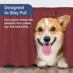 Wrap Around Dust Ruffle Bed Skirt - Burgundy - for Full Size Beds with 21 Inch Drop - Easy Fit Elastic Strap - Adjustable Pleated Bedskirt w/Brushed Fabric Wrinkle Free - for Women, Men, Kids & Teens