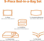 Amazon Basics 5-Piece Lightweight Microfiber Comforter Set with Sheets ,Bed-in-a-Bag Sheets, Gray Calvin Striped Bedding, Twin/Twin XL