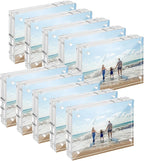 10 Pack Mini Acrylic Picture Frames 2.5 x 3.5 Inch Clear Acrylic Business Card Frame Double Sided Magnetic Photo Block Frames Wallet Size Desktop Display Stand for Office Home