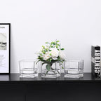 Square Glass Vases Set of 6, 4" x 4" x 4" Square Flower Vases for Centerpieces, Clear Vase for Flowers, Small Vase for Wedding, Party, Home Office Decoration