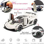 Toy Cars Model Koenigsegg Jesko 1/24 White Alloy Collectibles Die-cast Vehicles with Sound and Light