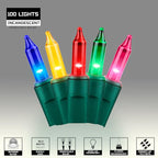 100LIGHTS Multi Extra-Bright with End Connectors Christmas Decorative Lights 5.98m UL Certified Mini String Light Set Waterproof for Home Garden Holiday Christmas Tree Party Patio Wedding