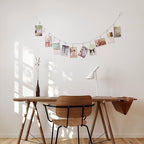 Multi-Purpose Steel Wall Hanging Photo Display Cable Wire Rod with 12 Adjustable Clips for Hanging Photos Notes Postcard and Artworks (Flower)